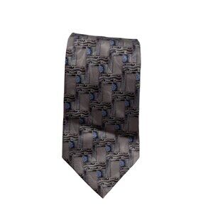 Lanvin Paris Mens Tie 100 silk Made in France Grey silver blue